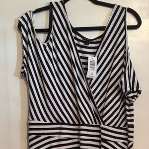Torrid Black and White Striped Cold Shoulder Maxi Dress